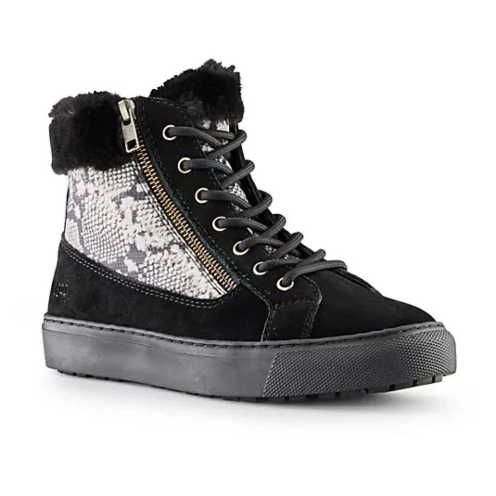 Cougar Dubliner Ankle High Suede Sneaker Boot In Black Snakeskin Sz 6 New